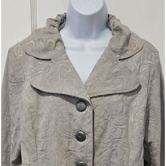 Toffee Apple Women's Jacket Button Up Lapel Dressy Textured Tapestry  Large - Picture 2 of 11